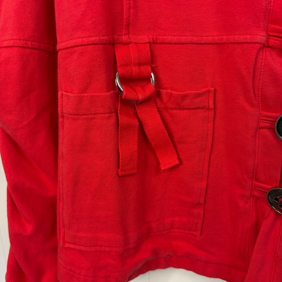 Neon Buddha Coral Red Button Yoga Jacket Stretch size Small Cotton Athleisure - Picture 4 of 10